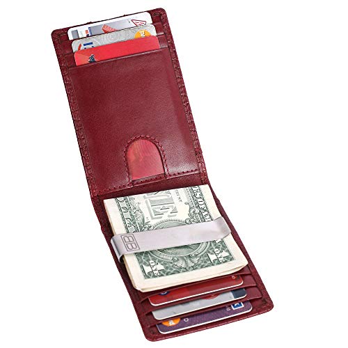 Image of Brooklyn Bridge Genuine Leather Money Clip Wallet for Men Matt VT Maroon - Premium Slim RFID Protected Wallet with Cash Clip & Multiple Card Slots, Stylish Front Pocket Design, Gift for Men