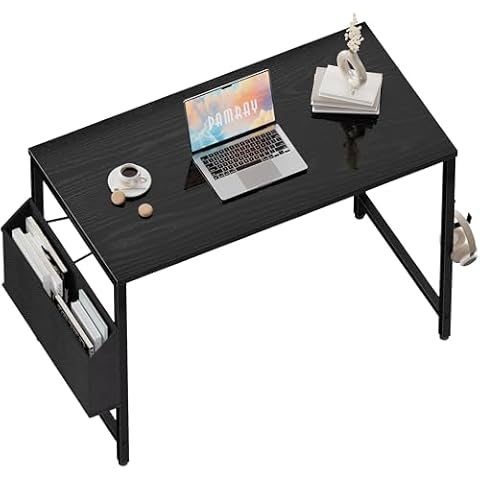 Pamray 32 Inch Computer Desk for Small Spaces with Storage Bag, Home Office Work Desk with Headphone Hook, Small Office Desk Study Writing Table Cover