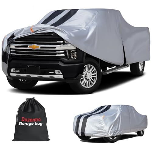 Image of Chevrolet Silverado 2500HD Truck Cover Custom Fit 2020-2026 Crew Cab Short Bed(6.8') with Door Zipper, 10 Layers Outdoor Heavy Pickup Truck Cover Waterproof All Weather, Wind Dust Sun Protector.