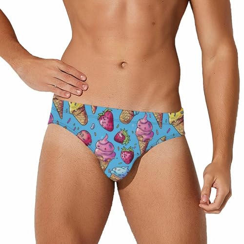 Sweet Ice-Creams Novelty Men's Swimming Brief Swimwear Pants Trunks Beach Shorts Underwear
