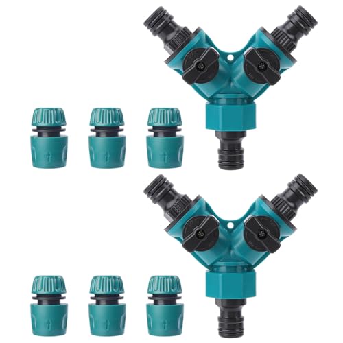 KDSSYFT 散水コネクタ分岐 接続分岐 3個接続ヘッド付き ホース分岐コネクター 蛇口 Y型 散水コネクタホース 2方向蛇口 分岐止水栓 散水用具 園芸 ガーデン 家庭菜園 点滴灌漑 家庭用 工業用 (8点セット)