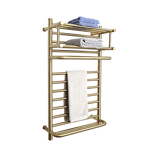 Secador de toallas de acero inoxidable con estante y 11 barras de diseño minimalista