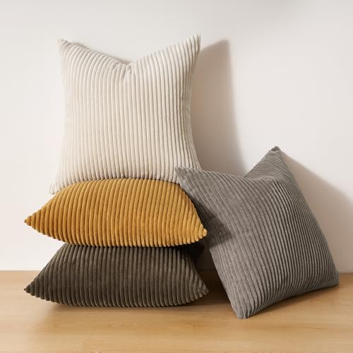 Image of Topfinel Decorative Brown Throw Pillow Covers Cushion Cases, Set of 4 Soft Velvet Modern Double-Sided Designs Terracotta Home Decor ,Fall Style Throw Pillows 26x26 inches