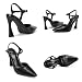 Imagen de Zhabtuc Zapatos de Salón Mujer Sexy Stiletto Tacón 10 cm Punta Cuadrada Puntiaguda Correas Correa de Tobillo Ajustable Cómodos