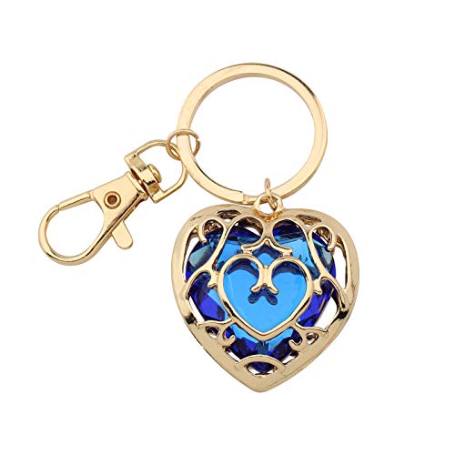 FAADBUK The Legend of Zelda Jewelry Zelda Skyward Sword Heart Sapphire Ruby Necklace Legend fo Zelda Gift for Women Girl (Sapphire Keychain)