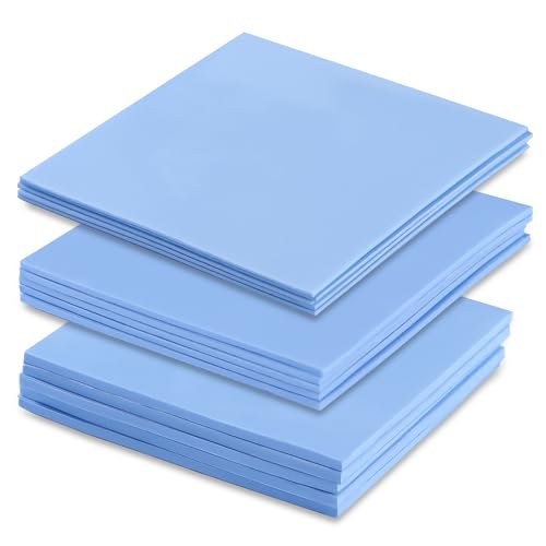 VooGenzek 15 Piezas 50 x 50 mm Almohadillas Térmicas de Silicona Grosor 0.5/1/1.5 mm con Conductividad Térmica de 6.0 W/mk, Almohadilla de Silicona Conductora Térmica Reutilizable, para SSD CPU GPU IC