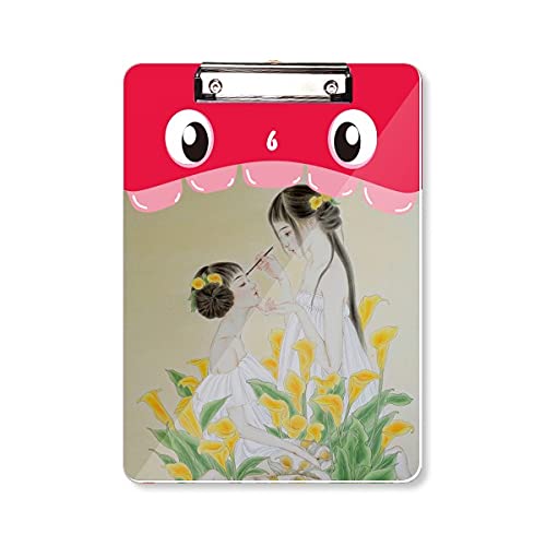 Bloc-notes A4 avec pince plate et motif peinture chinoise