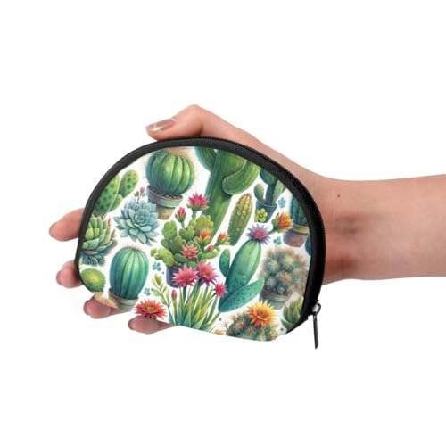 Portable Coin Purse Watercolor-Desert-Cactus-Succulents Mini Zippered Money Pouch Card Holder3