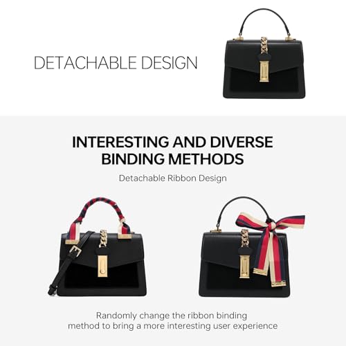 LA FESTIN Leather Top Handle Crossbody Bag for Women Small Handbag Designer Shoulder Satchel Purses with Detachable Strap4