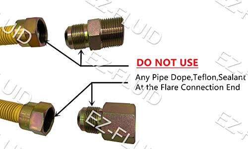 EZ-Fluid 12" Stainless Steel Corrugated Yellow Epoxy Coated 1/2" MIP x 1/2" FIP Gas Flexible Line,Natural Gas Connector Hose Supply Line For Gas Pipe,Hot Water Heater,Range,Dryer,Stove,Grill (1) by EZ-FLUID - Image 3