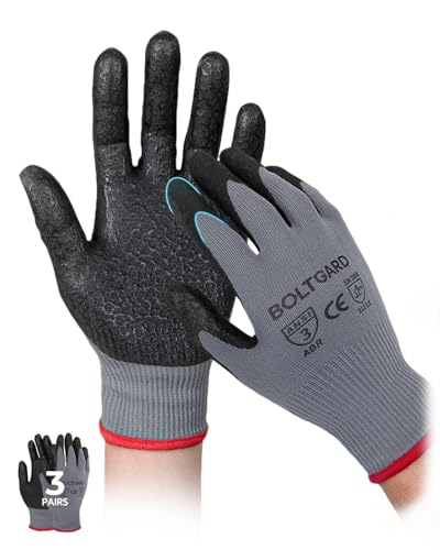 BOLTGARD Work Gloves for Men Pro with Wavy Foam Nitrile