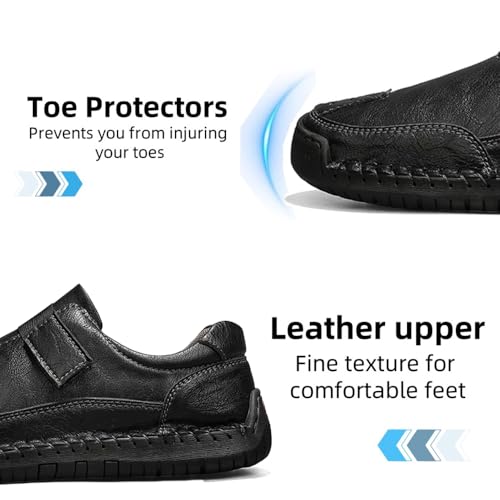 Men's Casual Leather Shoes Premium Microfibre Leather Upper Business Walking Work Driving Hook Loop Lightweight Comfortable3