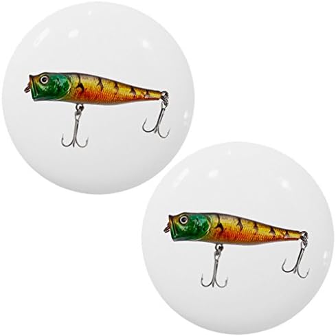 Set of 2 Green Orange Fishing Lure Ceramic Cabinet Drawer Knob