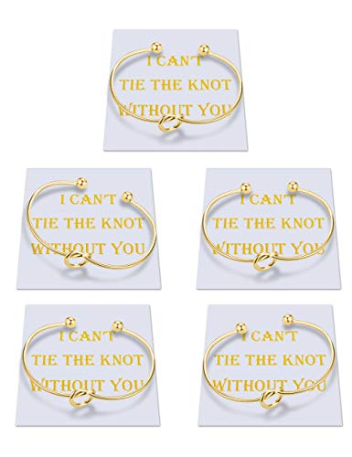 I Can't Tie The Knot Without You Bridesmaid Gift Cards Bridesmaid Bracelets Silver Tone- Set of 4,5,6