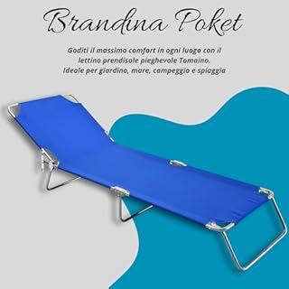Tomaino - Lettino prendisole pieghevole facile da trasportare con comode maniglie, Brandina per giardino, mare, campeggio, spiaggia, sedia sdraio pieghevole da spiaggia(Blu)