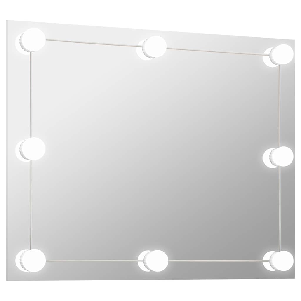 KGHFDVB Wall Frameless Rectangular Glass Mirror with LED Lights, Stick-On Makeup Light with Color Modes, Wall Mounted Mirror for Bedroom Living Room Dressing Room, DC 5V Powered