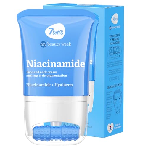 7Days Crema Idratante Viso con Niacinamide - Skincare Coreana - Crema Rassodante per Viso e Collo - Crema per viso, collo e décolleté Antietà e Antipigmentazione con massaggiatore, 80ml