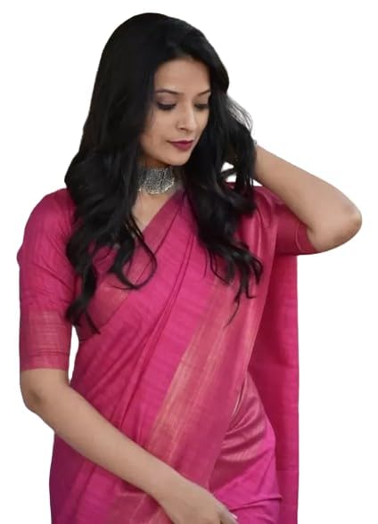 Kraftlay Art Silk Saree with Beautiful Golden Border | Elegant Traditional Saree for Women | Suitable for All Occasions | With Matching Running Blouse Piece-image-12