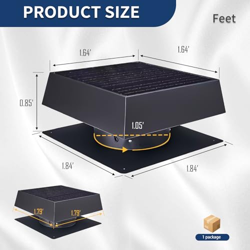 JT Ventilador Solar de 12'' de 35W, Ventilador de Extractor para Techo, para Ático o Garaje miniatura 7