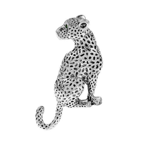 Vintage Leopard Lapel Brooch Pin for Women Men Fashion Punk Rhinestone Animal Cheetah Collar Suit Jackets Coat Dress Backpacks Pins Gothic Cool Panther Cougar Boutonniere Corsage Jewelry Decoration (Silver)