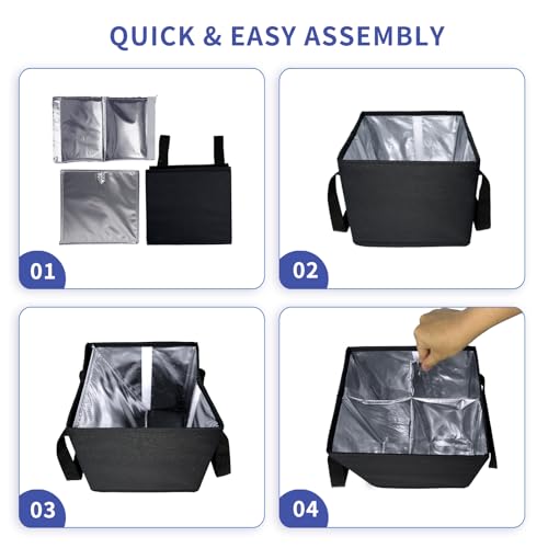 COMFORTKEEPER Reusable Drink Carrier with Handle, Insulated Drink Holder Bag with Adjustable Dividers, 600D Oxford Fabric Cup Carrier Drink Caddy for Delivery Car Coffee & Beverages, 4 Cups