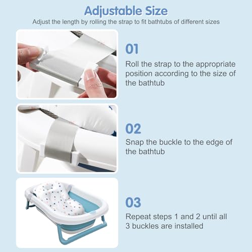 Image of Colorlife Baby Bath Seat Support Net Infant Bathing Seat Support Mat, Adjustable Comfortable Non-Slip Three-Pointed Baby Shower Bathtub Sit Up Mesh for Newborn 0-12 Months-White Star(No Bathtub)