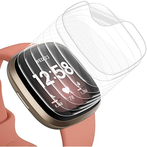 Tuocal 8 Pack Compatible with Fitbit Versa 3 Screen Protector/Fitbit Sense, Soft TPU High Sensitivity Anti Bubble Anti Scratch Maximum Coverage Screen Protective Film for Fitbit Versa 3 Smartwatch Cover