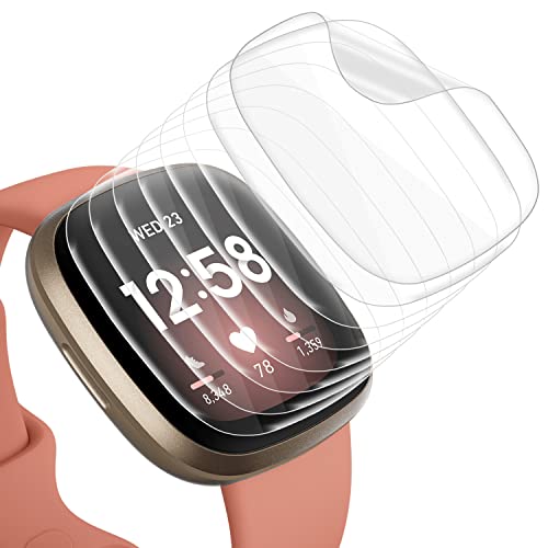 Tuocal Compatible con Fitbit Versa 3 Protector de pantalla/Fitbit Sense, antiarañazos, cobertura máxima de la pantalla para Fitbit Versa 3 Smartwatch Cover