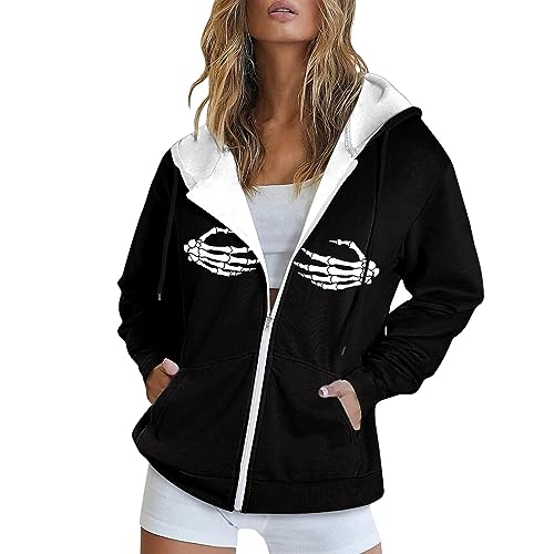 Sweat à capuche femme zippé contre le vent veste sport lâche