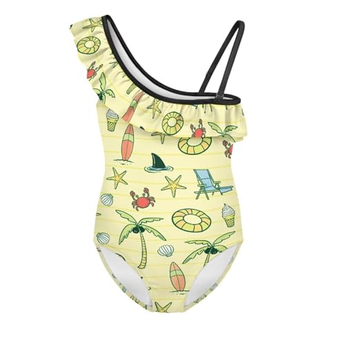 Image of Girls Swimsuit One Piece Ruffle Swimsuit Non-Slip Straps UPF 50+ for Girls Size 3-14 Years