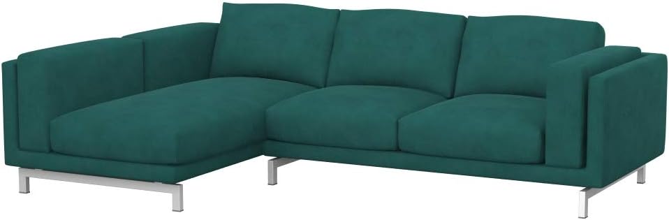 Soferia Replacement Compatible Cover for Nockeby 2-Seat Sofa with Left Chaise Longue, Fabric Majestic Velvet Light Blue