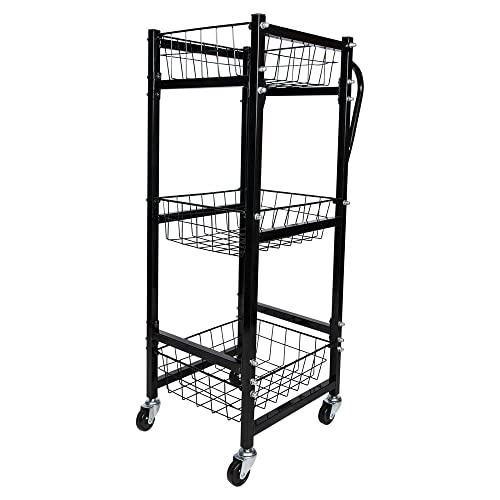 Easy-Up Rolling 3-Basket Cart | Multifunctional Use | Ample Storage | Portable Design | Durable Construction | 5-Year Warranty