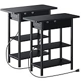 Yaabii Side Tables,End Table Set of 2 with USB Ports and Outlets,Nightstands with Charging Station,B