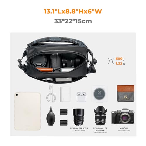 Image of K&F CONCEPT Camera Sling Bag Crossbody Bag Waterproof Camera Shoulder Backpack DSLR /SLR /Mirrorless Camera Case