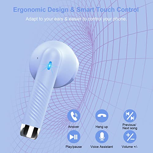 Jxrev Wi-fi Earbuds, Bluetooth 5.3 Headphones in Ear with Noise Cancelling Mic, Earbuds Stereo Bass, IP7 Waterproof Sports activities Earphones, 32H Playtime USB C Charging Ear Buds Purple for Android iOS - Image 5