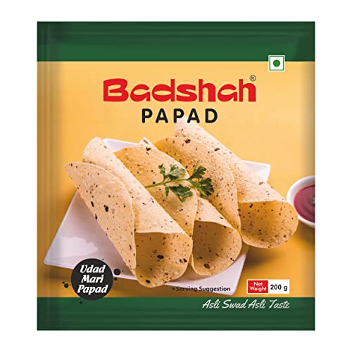 Image of Badshah Udad Mari Papad (5 Inch) - 200G | Single Mari / Black Pepper Papad | Crispy & Crunchy Papad | Appalam