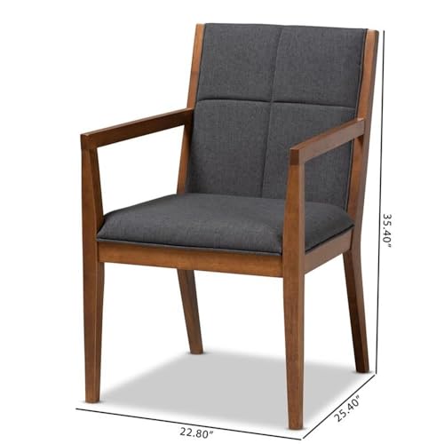 Sillón moderno tela gris oscuro madera marrón miniatura 3