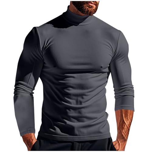 Cambkatl Men's Mock Turtleneck T-Shirts Long Sleeve Casual Pullover Slim Fit Basic Undershirt Base Layer Muscle Tops