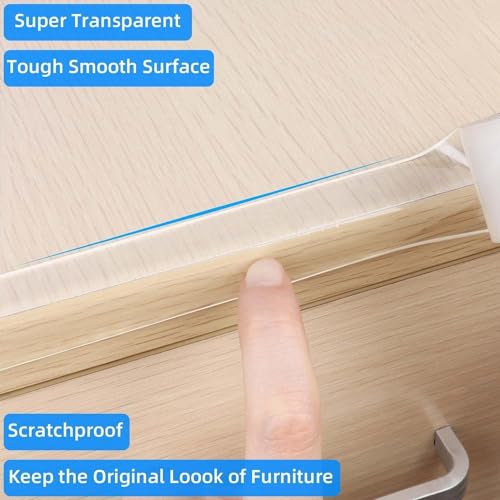 MILEQEE Clear Edge Protector Strip,25mm×2m, Scharfe Kante Wrap Cover Tape, selbstklebend Schutz Stoßfänger Guards für Schrank Tür Schreibtisch Glas Tisch Bett Möbel, Küche Arbeitsplatte, wasserdicht