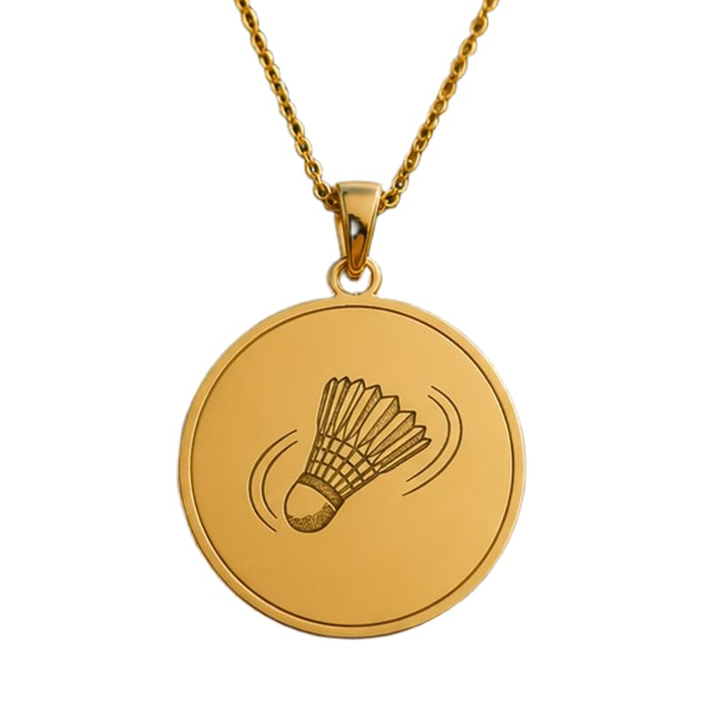 Collier badminton en argent plaqué or, idéal à porter sur le terrain ou au quotidien avec style