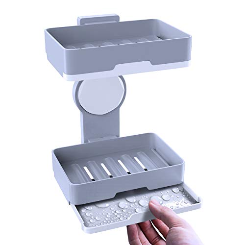 Seifenschale, BMK Seifenhalter Seifenablage Doppel Seifenkiste ohne Bohren für Dusche, Bad, Küche, Keep Seife Bars Dry & Clean, einfache Reinigung