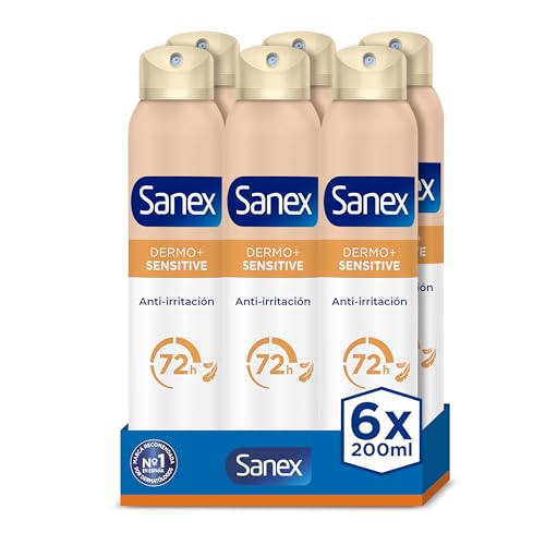Miniatura 7 de Sanex Dermo+Sensitive Antitranspirante Desodorante Spray 72 Horas Pack 6 x 200ml – Protección Eficaz contra el Sudor y Mal Olor – Dermatológicamente Testado – 0% Alcohol*– Suave con la Piel Sensible