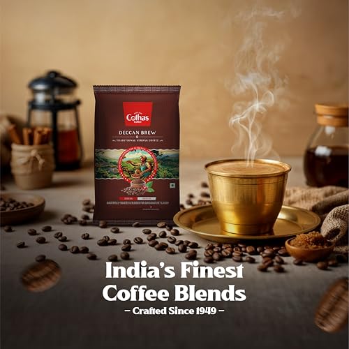 Image of Cothas Deccan Brew Strong Filter Coffee Powder | Roasted & Blended Signature Mix of 53% Coffee & 47% Chicory | Traditional South Indian | Rich Aroma & Strong Taste | 200g Pack