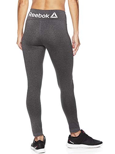 Reebok Women's Leggings Full Length Performance Compression Pants - Athletic Workout Leggings for Women for Gym & Sports - Charcoal Heather Grey, X-Small