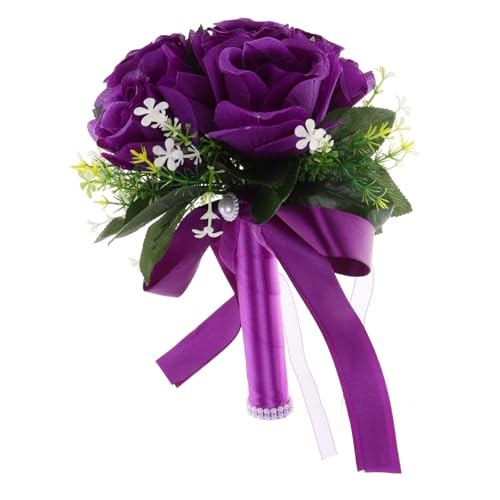 Cabilock Künstlicher Brautstrauß Aus Seidenrosen Leichtes Design Romantisch Und Elegant Für Hochzeiten Und Besondere Anlässe Mit Satinband Für Perfekten Look