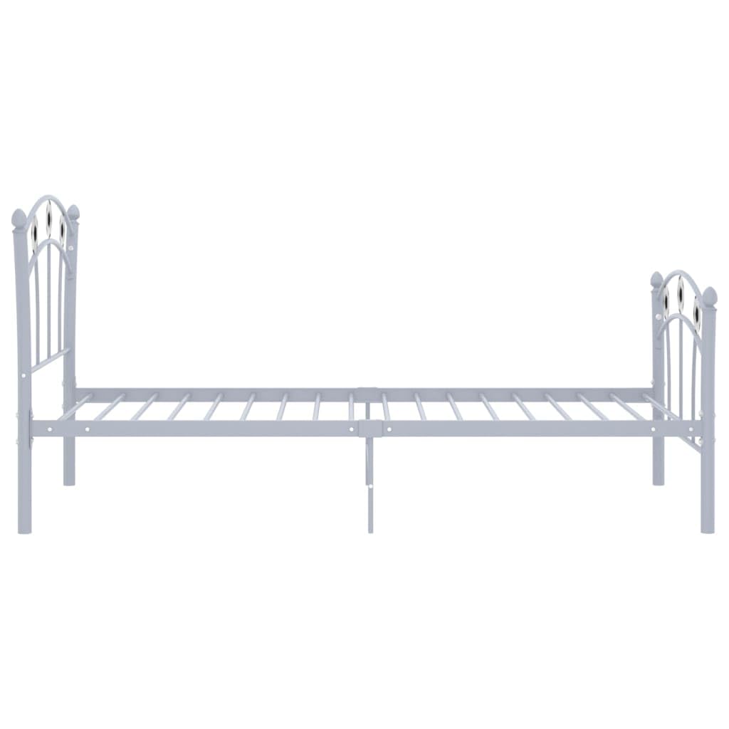 Kinderbett 90x200 cm aus Metall - Einzelbett im Fußball-Design mit Lattenrost, Stabiles Jugendbett für Jungen & Mädchen, Graues Metallbett für das Kinderzimmer, 207,6x95,8x101 cm