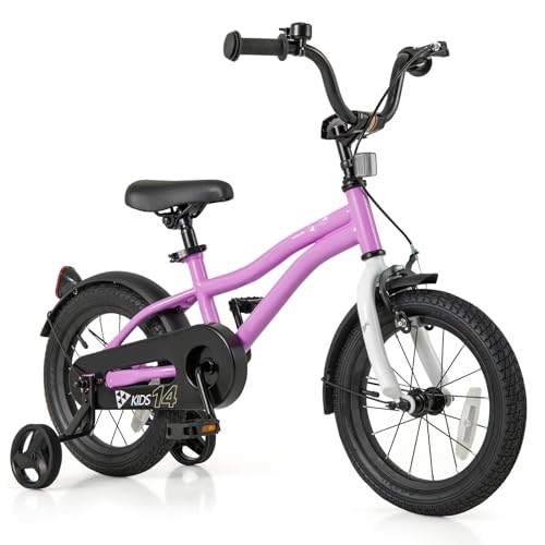 Image of BABY JOY Kids Bike, 12 14 16 18 Inches Sporty Bicycle with Training Wheels, Adjustable Seat, Handbrake & Coaster Brake, Reflectors, Girls Boys Bike for 3-8 Years Old Children