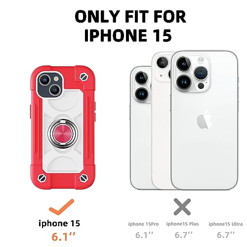Image of MARKILL Compatible with iPhone Case with Ring Stand, Military Grade Drop Protection Full Body Rugged Heavy Duty Protective Durable Cover iPhone. (Hot Pink, iPhone 15 6.1 inch)