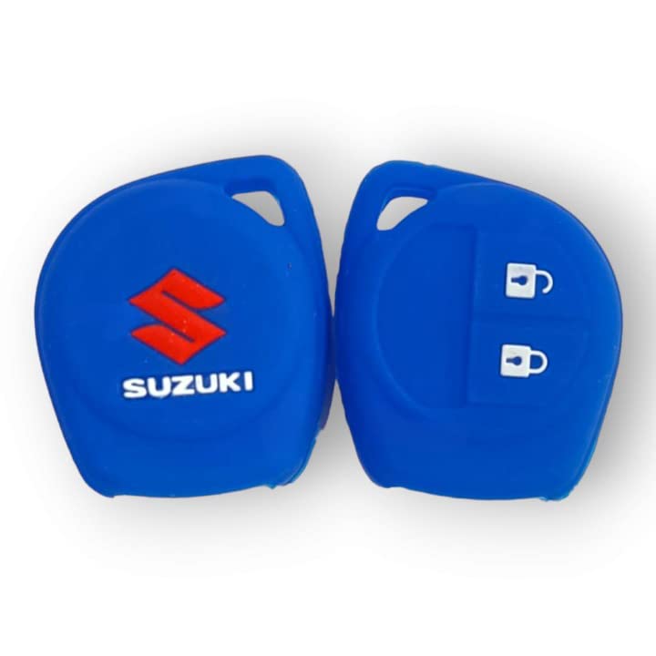 Image of vSHARK Silicone Car Key Cover for Maruti Suzuki S-Presso /Swift DZire /SX4 /DZire / Ignis /Alto /Vitara Brezza /Celerio /Ertiga /Ciaz /SCross /Baleno /Ritz 2 Button Key Cover W Blue (1)( Pack of 1 )