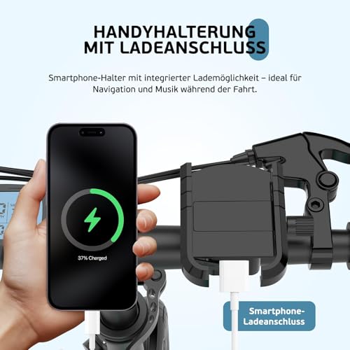 ESKUTE F100 E-Bike Klapprad, 14 Zoll Elektrofahrrad mit USB-Ladeanschluss für Handy, 250W EU-konformes Elektrofahrräder, Integrierter 36V 9Ah Akku, Reichweite bis 35-60KM – Bild 5